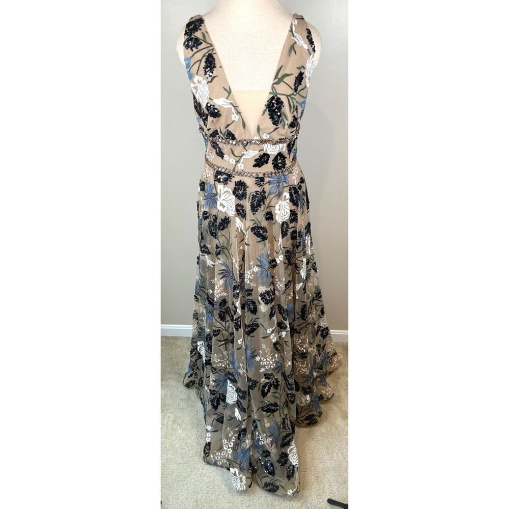 Bronx and Banco Tan Floral Maxi Dress with Black & White Embroidery - Picture 4 of 11